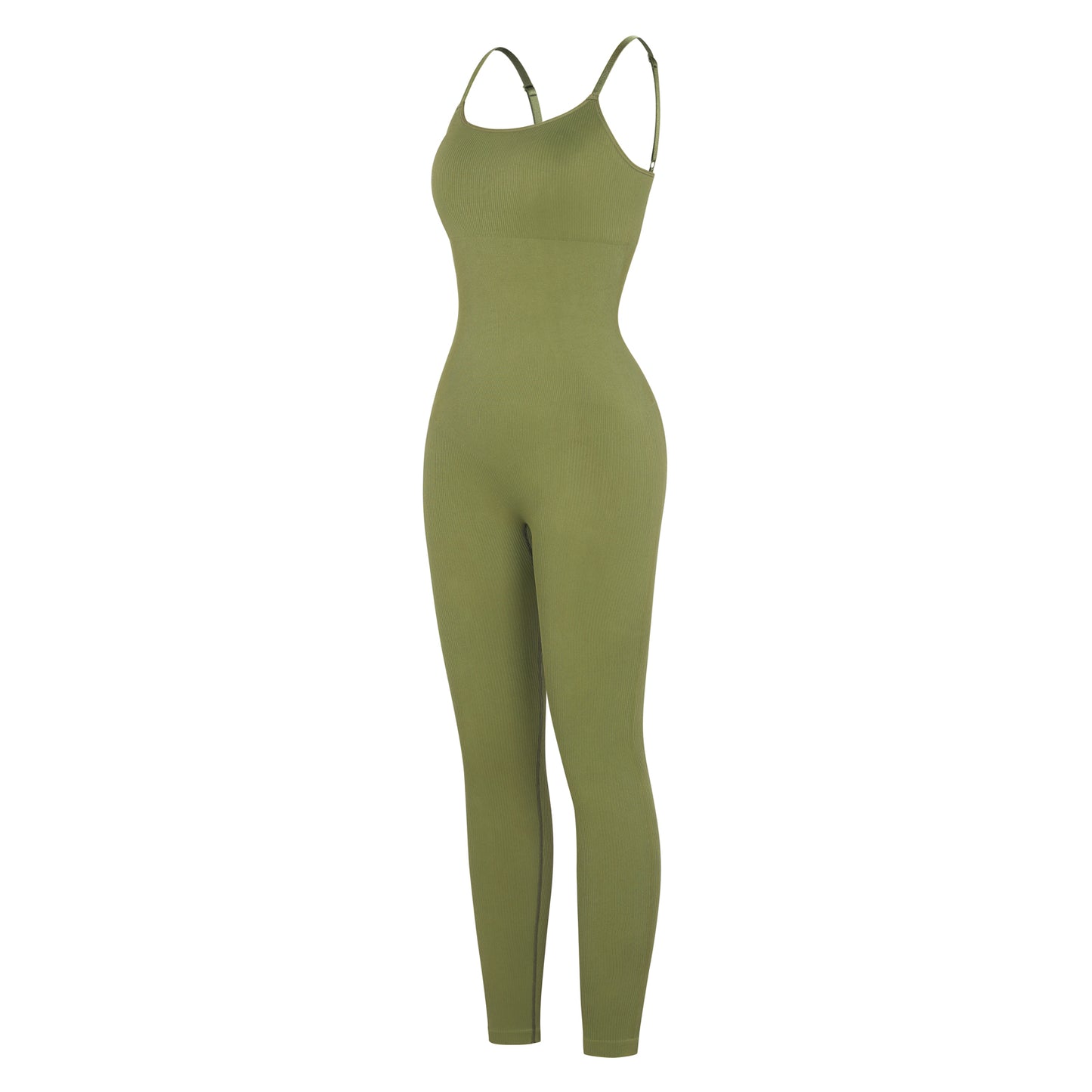 Classic Sage Ribbed Shaping Full Jumpsuit
