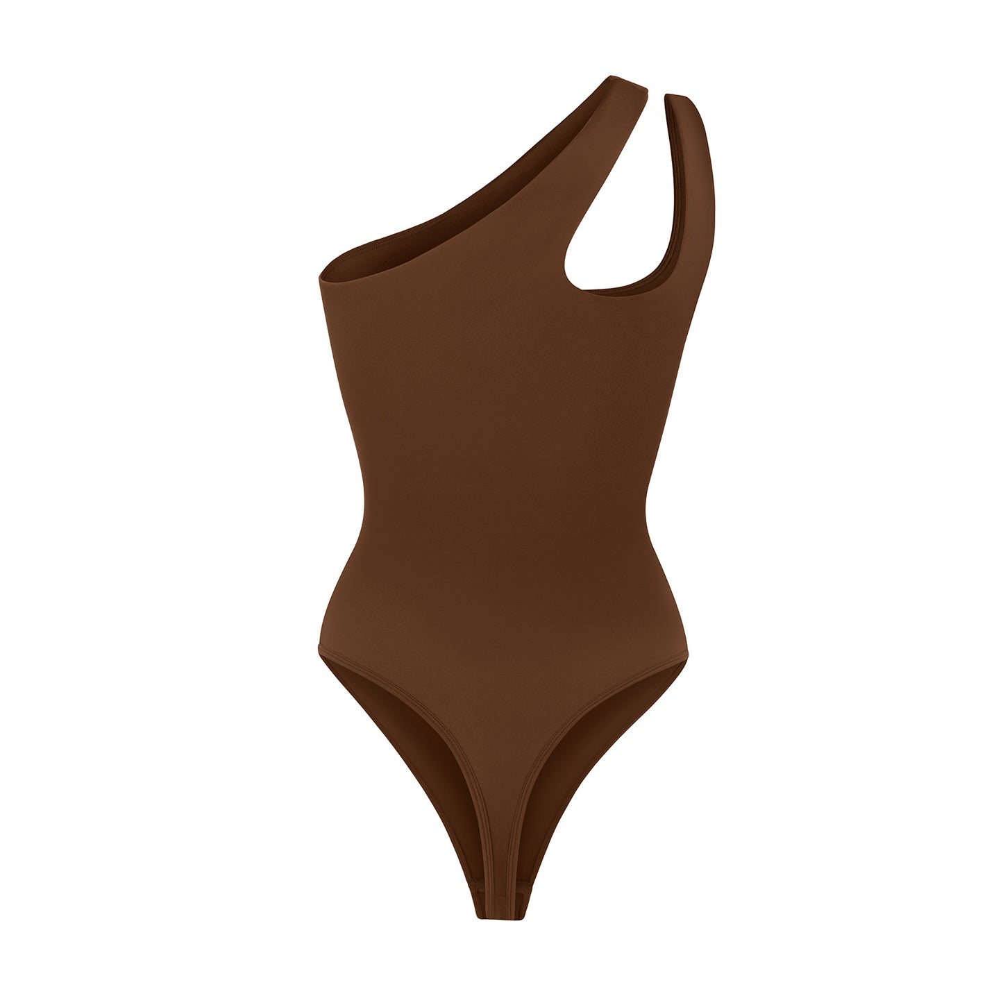 Chic Cocoa Asymmetrical One Shoulder Shaping Bodysuit